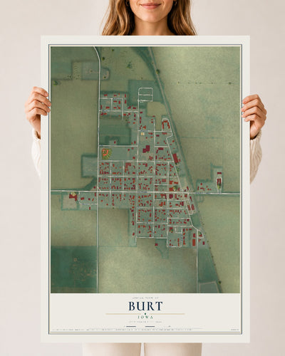Map of Burt, Iowa, 24 x 36 inch unframed archival matte print