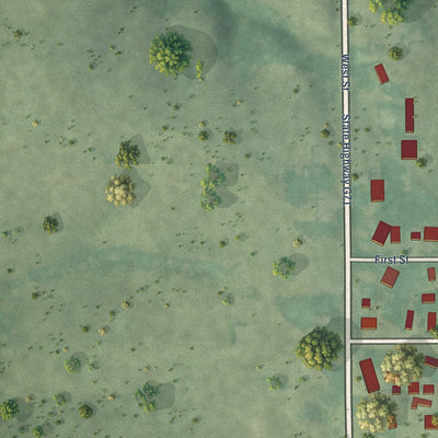 Second close-up of the map of Bussey, Iowa print showing more streets and buildings