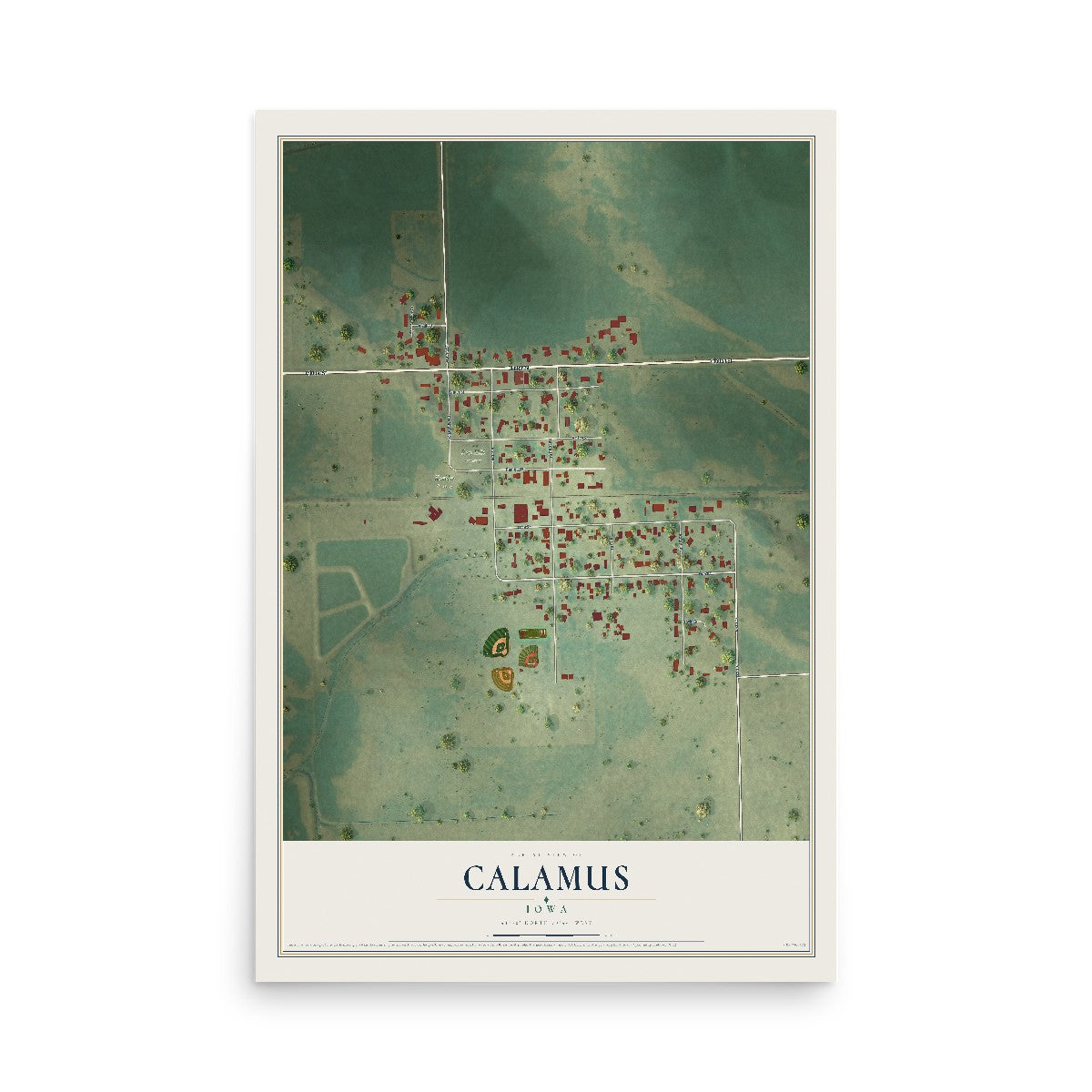 Map of Calamus, Iowa, 12 x 18 inch unframed archival matte print