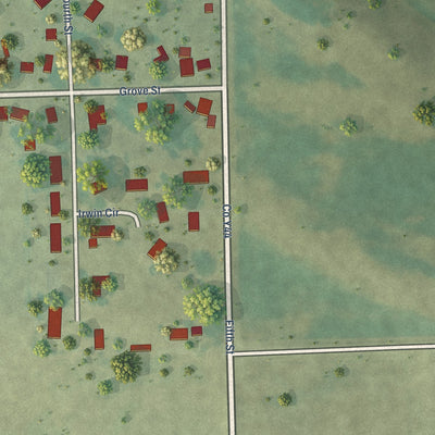 Second close-up of the map of Calamus, Iowa print showing more streets and buildings