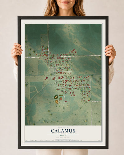 Map of Calamus, Iowa, 24 x 36 inch print in a black wood frame