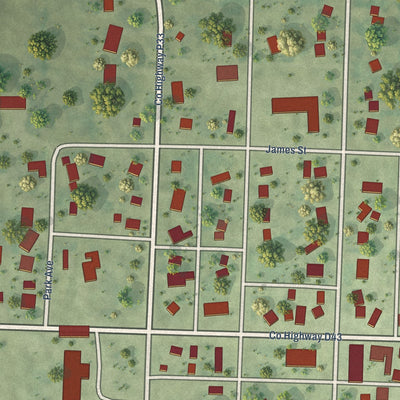 Close-up of the map of Callender, Iowa print showing street and building detail