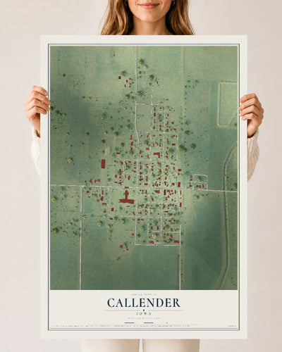Map of Callender, Iowa, 24 x 36 inch unframed archival matte print