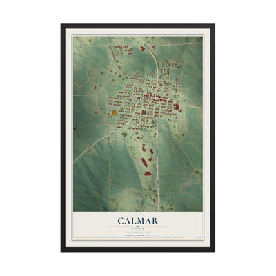 Map of Calmar, Iowa, 12 x 18 inch print in a black wood frame
