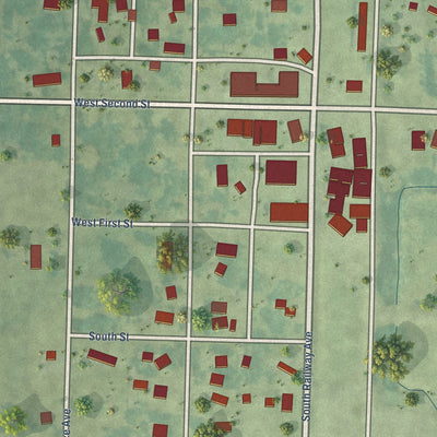 Close-up of the map of Calumet, Iowa print showing street and building detail