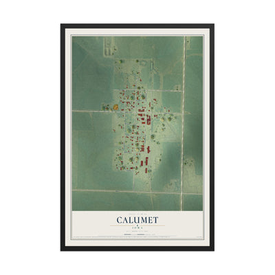 Map of Calumet, Iowa, 12 x 18 inch print in a black wood frame