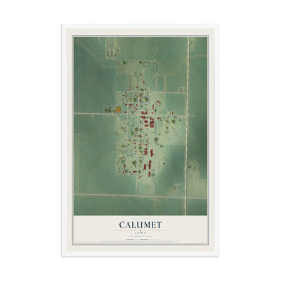 Map of Calumet, Iowa, 12 x 18 inch print in a white wood frame