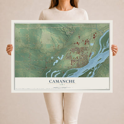 Map of Camanche, Iowa, 24 x 36 inch unframed archival matte print