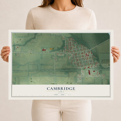 Map of Cambridge, Iowa, 12 x 18 inch unframed archival matte print