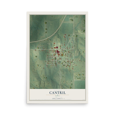 Map of Cantril, Iowa, 12 x 18 inch unframed archival matte print