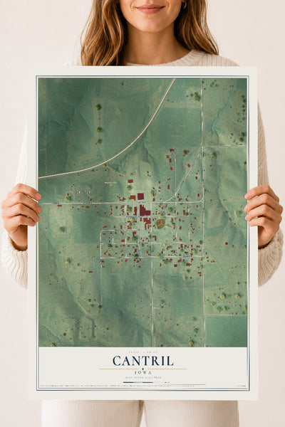 Map of Cantril, Iowa, 18 x 24 inch unframed archival matte print