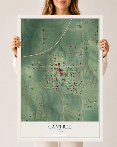 Map of Cantril, Iowa, 24 x 36 inch unframed archival matte print