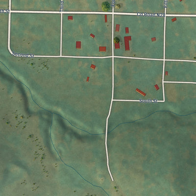 Close-up of the map of Carbon, Iowa print showing street and building detail