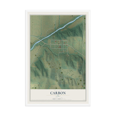 Map of Carbon, Iowa, 12 x 18 inch print in a white wood frame
