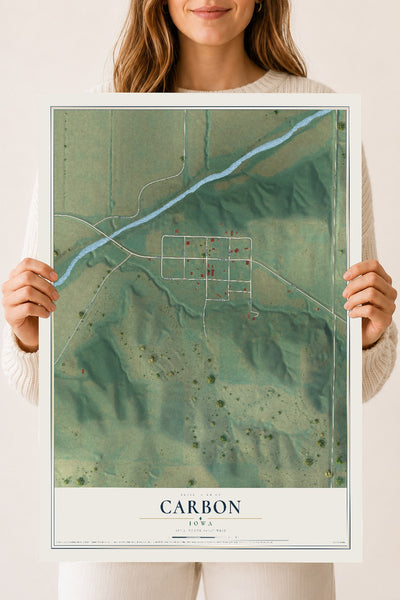Map of Carbon, Iowa, 18 x 24 inch unframed archival matte print
