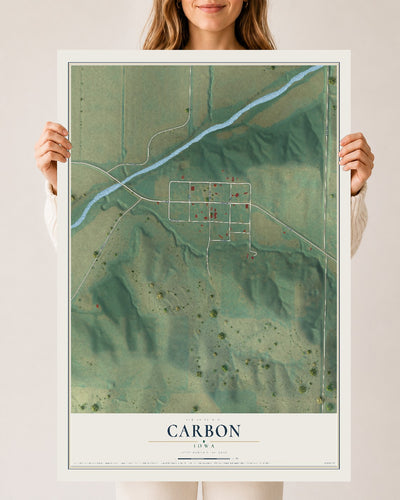 Map of Carbon, Iowa, 24 x 36 inch unframed archival matte print