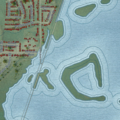 Second close-up of the map of Carlisle, Iowa print showing more streets and buildings