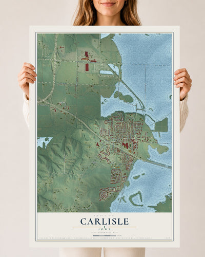 Map of Carlisle, Iowa, 24 x 36 inch unframed archival matte print