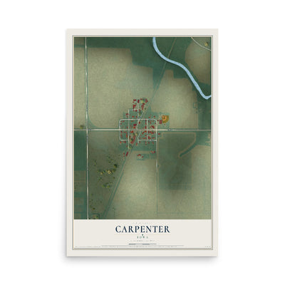 Map of Carpenter, Iowa, 12 x 18 inch unframed archival matte print