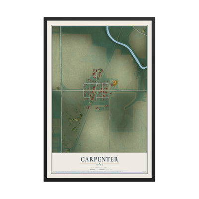 Map of Carpenter, Iowa, 12 x 18 inch print in a black wood frame
