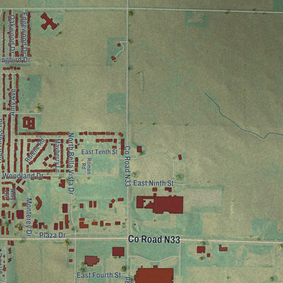 Second close-up of the map of Carroll, Iowa print showing more streets and buildings