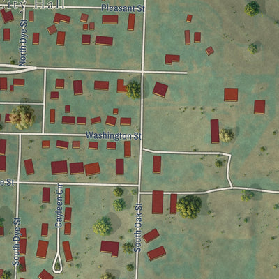 Second close-up of the map of Carson, Iowa print showing more streets and buildings