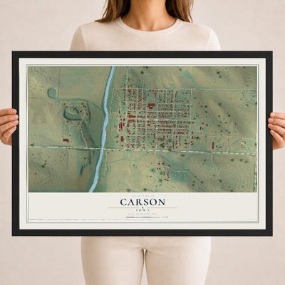 Map of Carson, Iowa, 18 x 24 inch print in a black wood frame