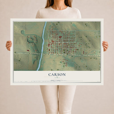 Map of Carson, Iowa, 24 x 36 inch unframed archival matte print
