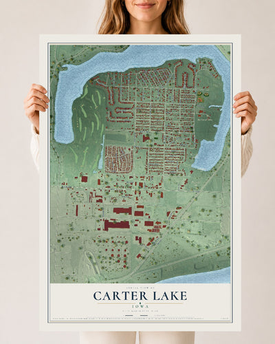 Map of Carter Lake, Iowa, 24 x 36 inch unframed archival matte print