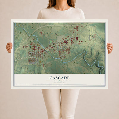 Map of Cascade, Iowa, 24 x 36 inch unframed archival matte print