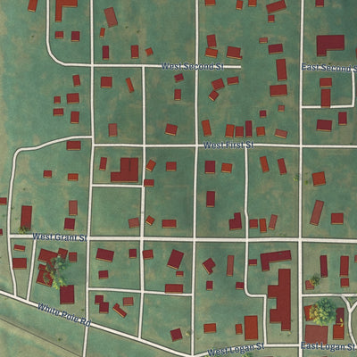 Close-up of the map of Casey, Iowa print showing street and building detail