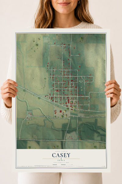 Map of Casey, Iowa, 18 x 24 inch unframed archival matte print