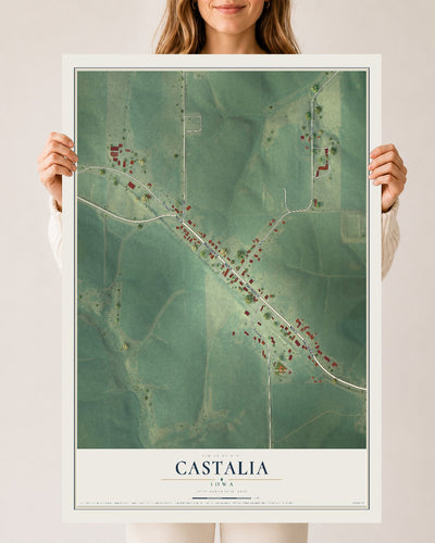 Map of Castalia, Iowa, 24 x 36 inch unframed archival matte print