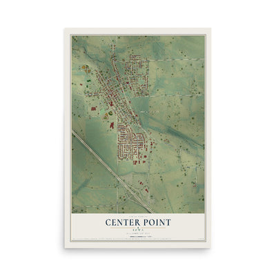 Map of Center Point, Iowa, 12 x 18 inch unframed archival matte print