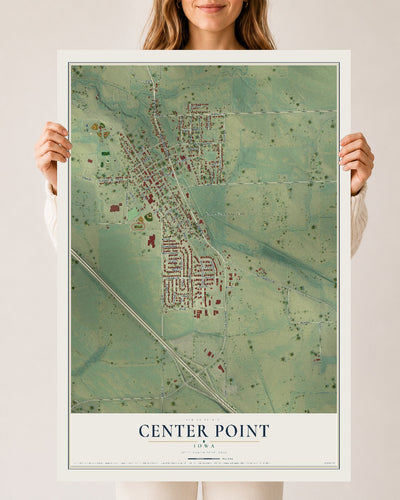 Map of Center Point, Iowa, 24 x 36 inch unframed archival matte print