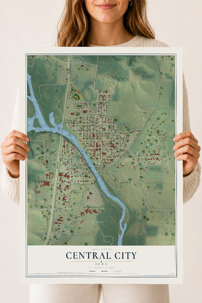 Map of Central City, Iowa, 18 x 24 inch unframed archival matte print