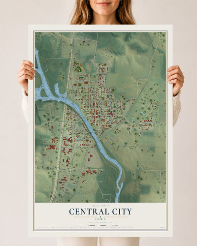 Map of Central City, Iowa, 24 x 36 inch unframed archival matte print
