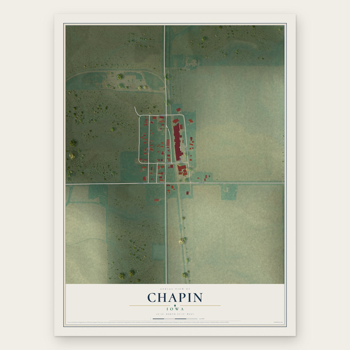 Chapin, Iowa map print, the full design