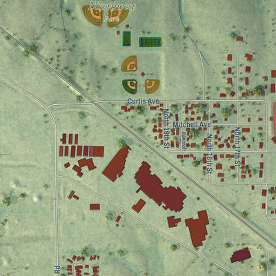Second close-up of the map of Chariton, Iowa print showing more streets and buildings