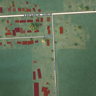 Second close-up of the map of Charlotte, Iowa print showing more streets and buildings
