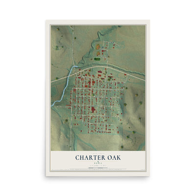 Map of Charter Oak, Iowa, 12 x 18 inch unframed archival matte print