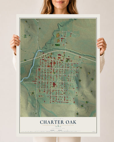 Map of Charter Oak, Iowa, 24 x 36 inch unframed archival matte print