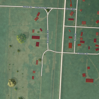 Close-up of the map of Chatsworth, Iowa print showing street and building detail