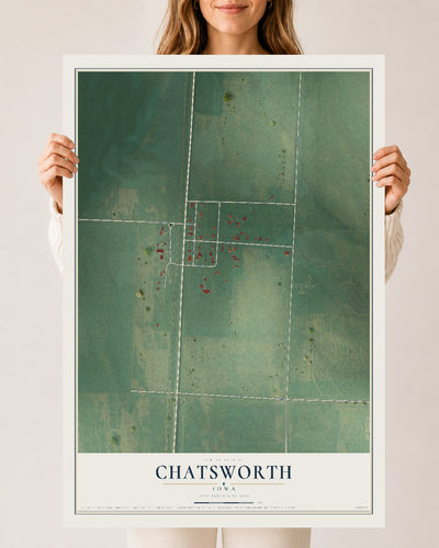 Map of Chatsworth, Iowa, 24 x 36 inch unframed archival matte print