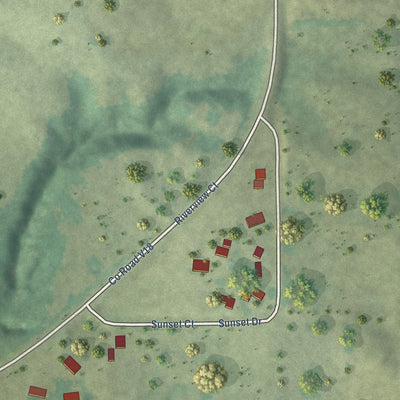 Second close-up of the map of Chelsea, Iowa print showing more streets and buildings