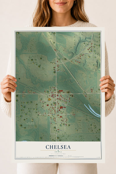 Map of Chelsea, Iowa, 18 x 24 inch unframed archival matte print