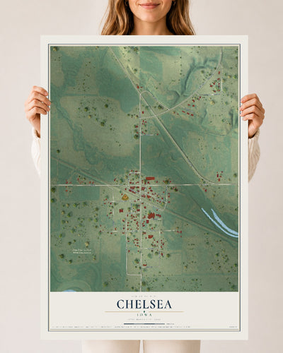 Map of Chelsea, Iowa, 24 x 36 inch unframed archival matte print