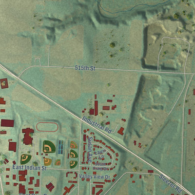 Second close-up of the map of Cherokee, Iowa print showing more streets and buildings
