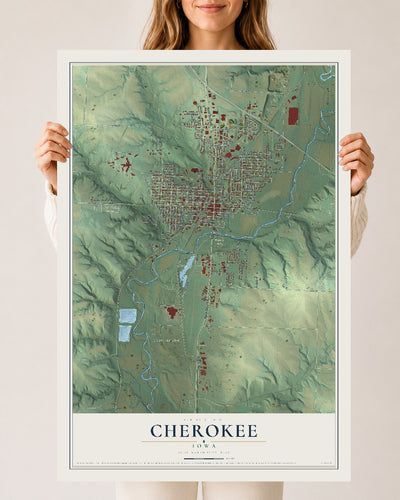 Map of Cherokee, Iowa, 24 x 36 inch unframed archival matte print