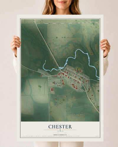 Map of Chester, Iowa, 24 x 36 inch unframed archival matte print